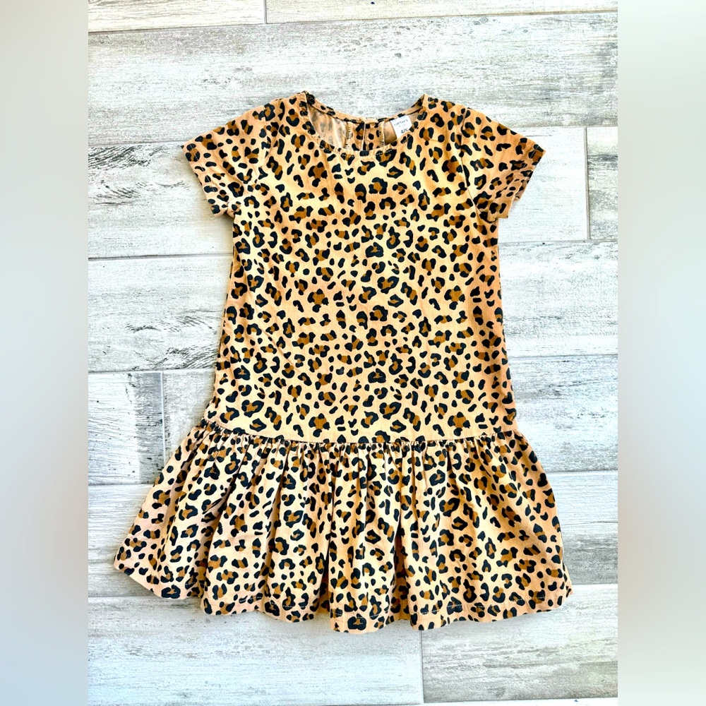 Carters Girls Cheetah Print Corduroy Short Sleeve Dress - Size 4/5